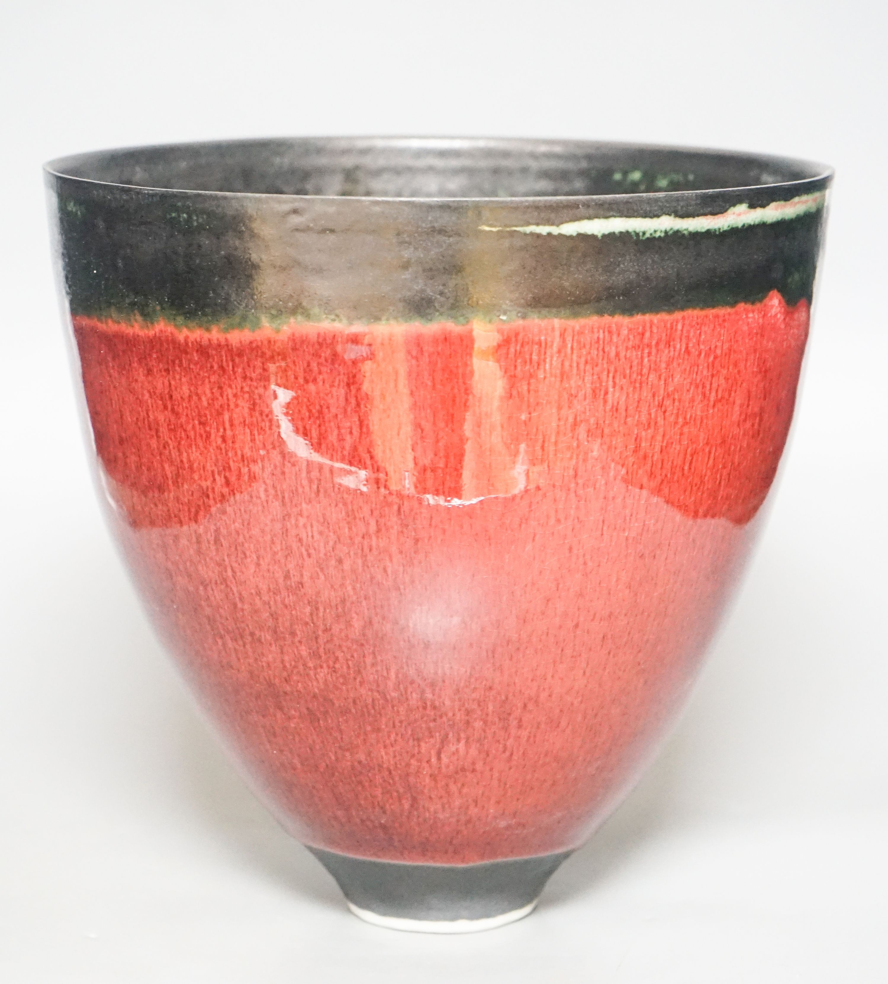 Eddie Curtis (b.1953), a large copper red and black glazed vase 25cm